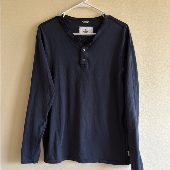 Reigning Champ Long Sleeve Henley T Shirt Navy Blue - Picture 2 of 12